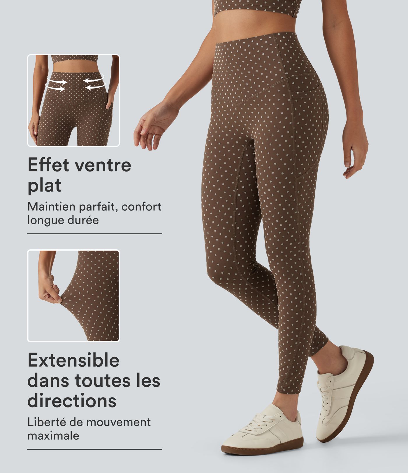 Legging de sport Halara UltraSculpt™ floqué à pois, taille haute gainant avec poches
