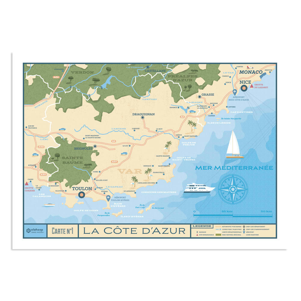 - Affiche Côte d'Azur  21x29,7 cm