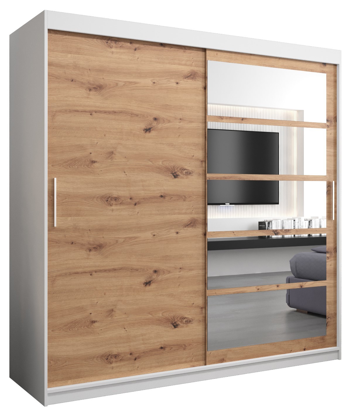 Szafa przesuwna garderoba ROMA 01 200 biały   artisan