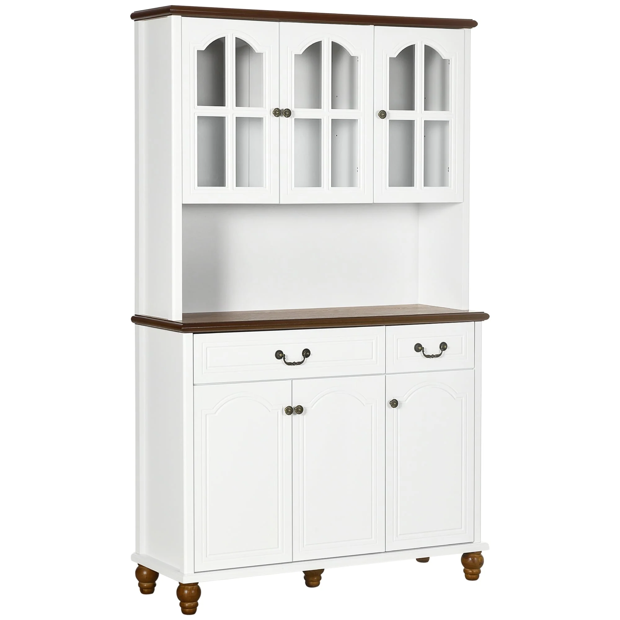 HOMCOM Kitchen Buffet with Hutch, Freestanding Pantry Cabinet