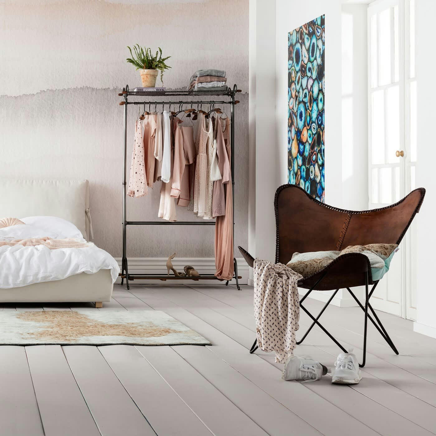 BUTTERFLY - Fauteuil papillon en cuir et acier noir