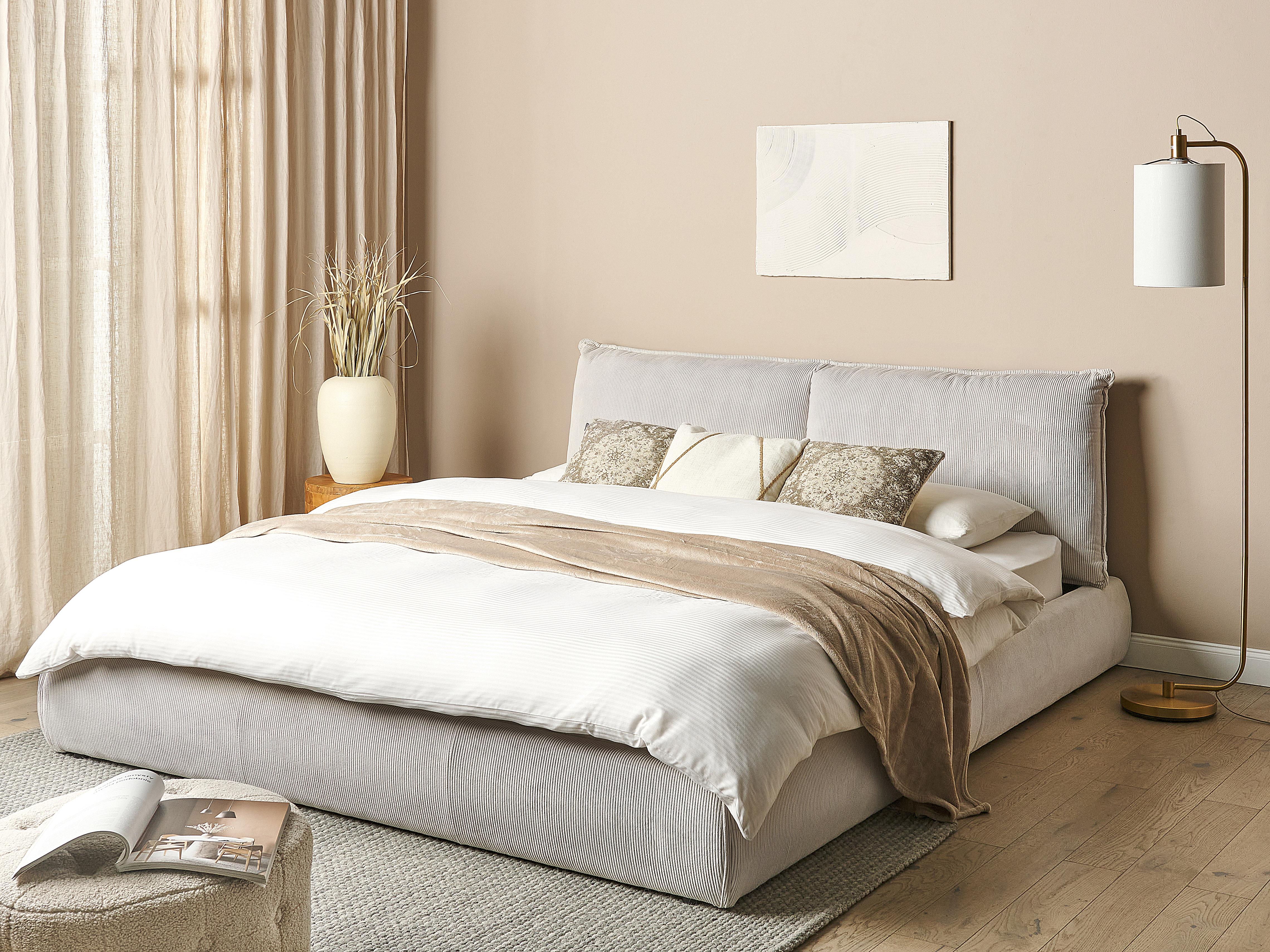 Waterbed Corduroy VINAY 180 x 200 cm (EU Super King) Light Beige
