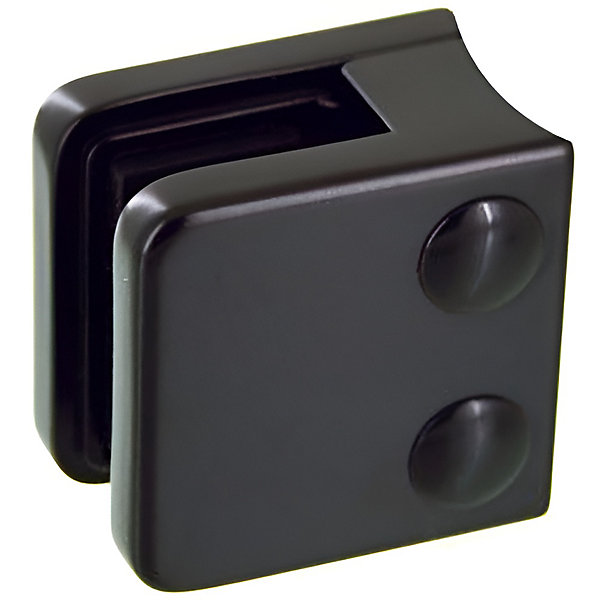4 x Pince à verre pour tube diam. 42,4 modèle 01 - Ep. verre 8,76 mm - Zamak noir RAL 9005