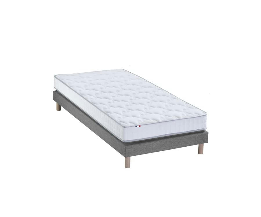 ENSEMBLE ESSENCE - Ensemble matelas mousse et latex sommier gris 90x190