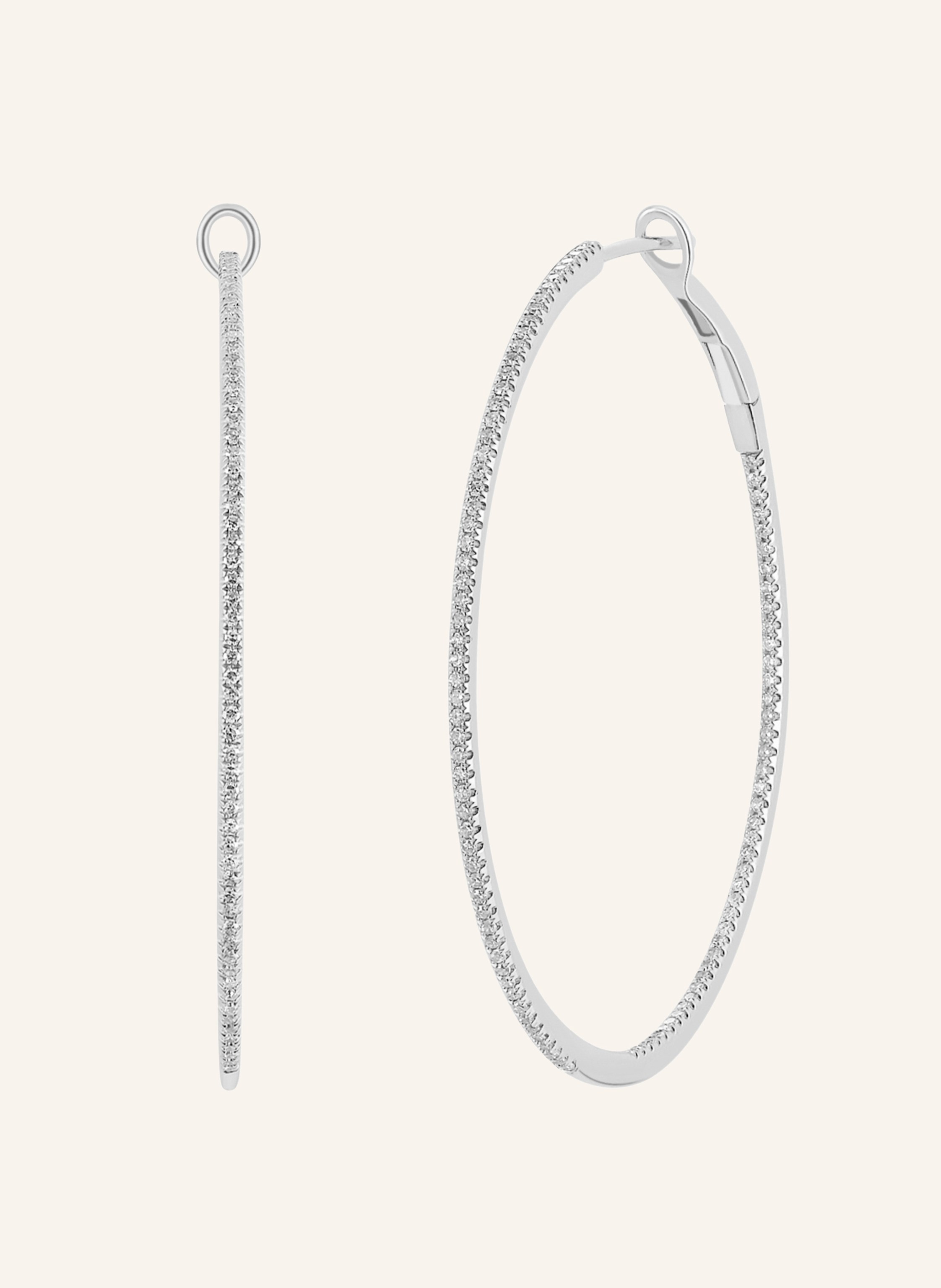 Leaf Creolen CIRCLE XL aus 18 Karat Weißgold mit Diamanten