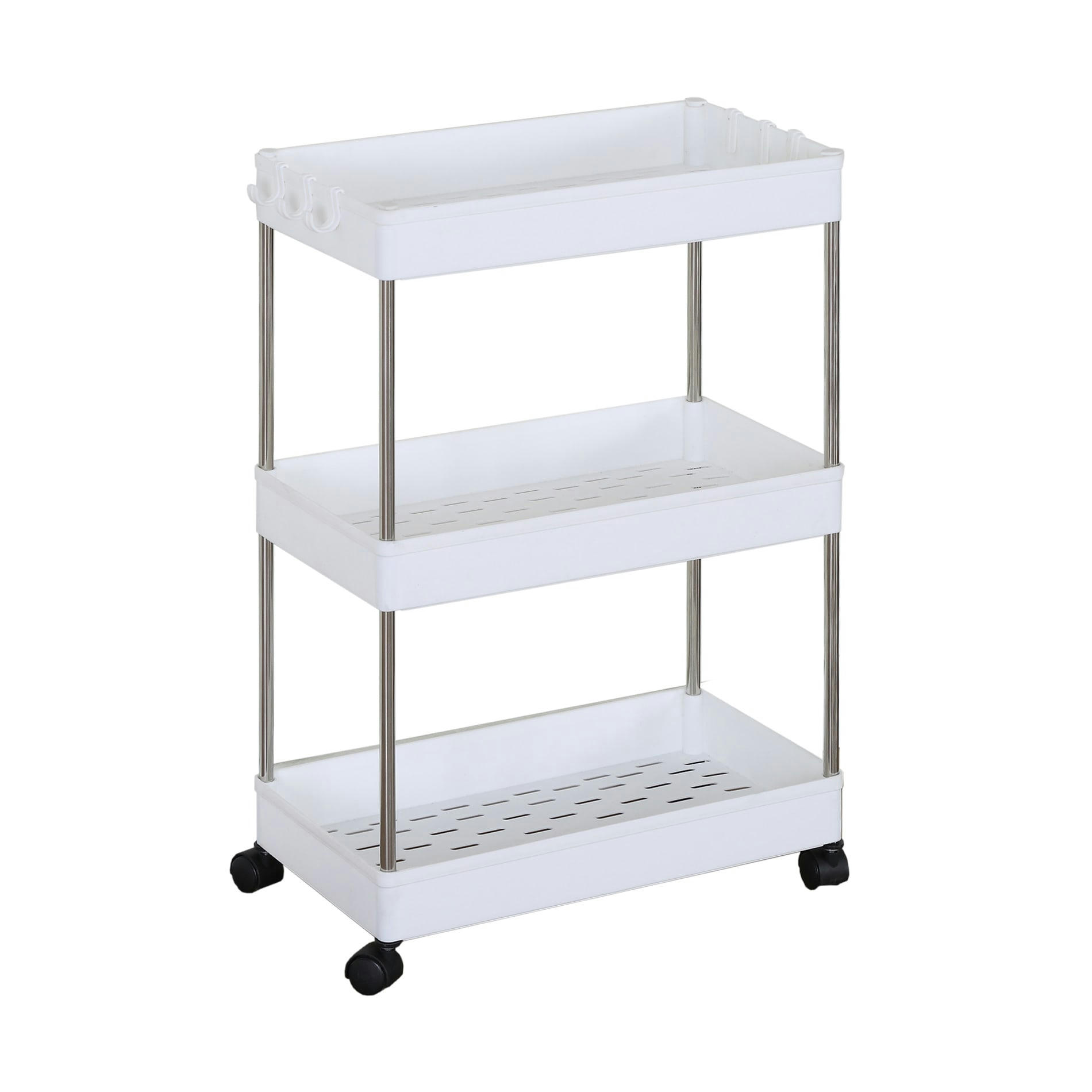 EASY LIFE - Chariot cuisine avec roues 40x23x60 cm en plastique blanc