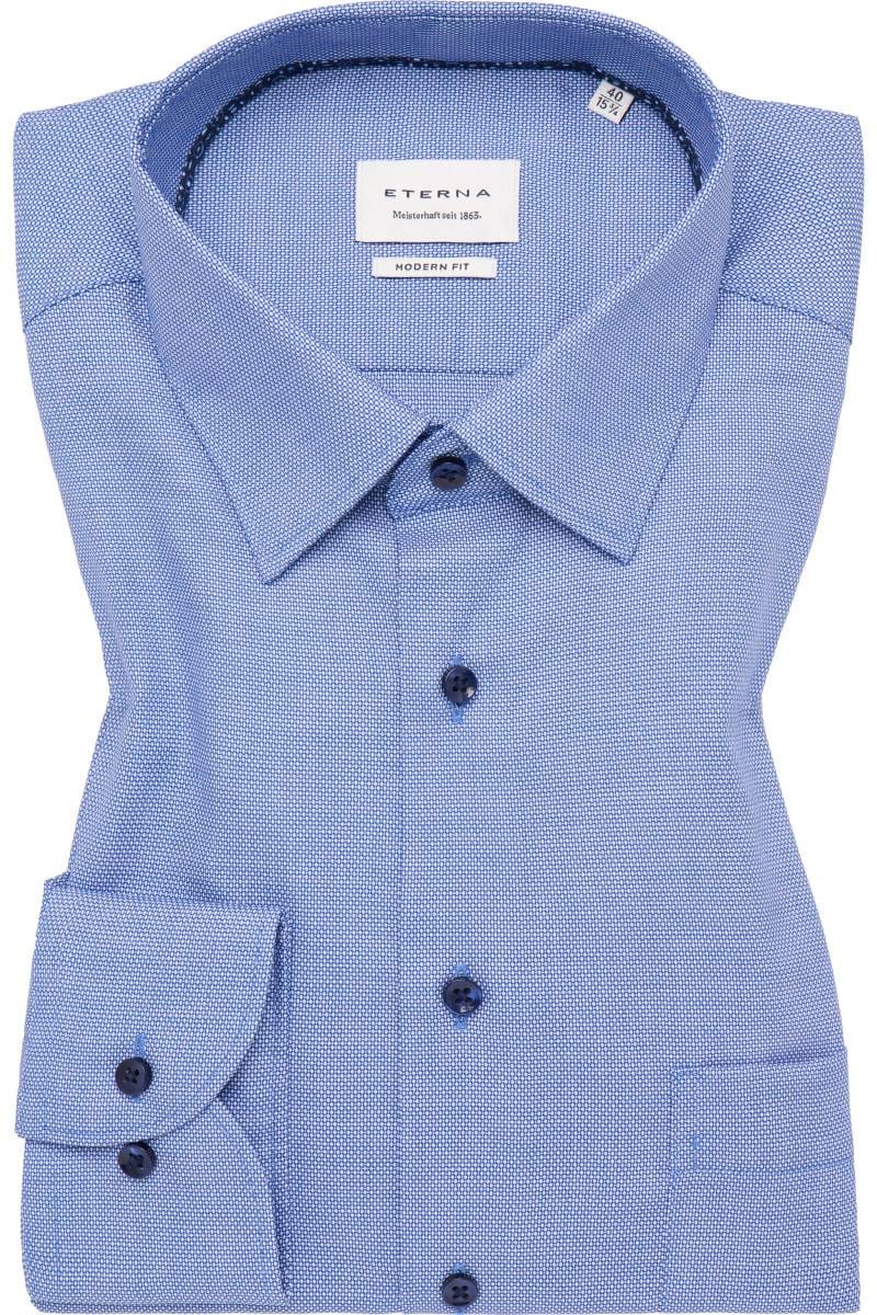 ETERNA Modern Fit Hemd blau, Strukturiert