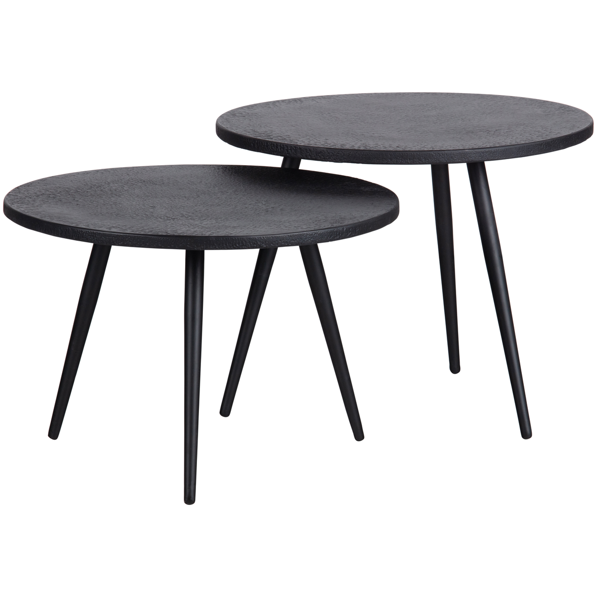 WOOOD bijzettafel Suze - Hout/metaal - Zwart - Set van 2