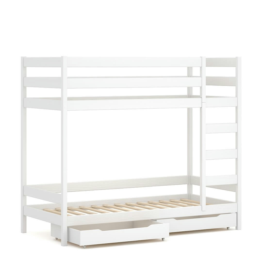 - Lit superposé en pin massif 200x90 blanc