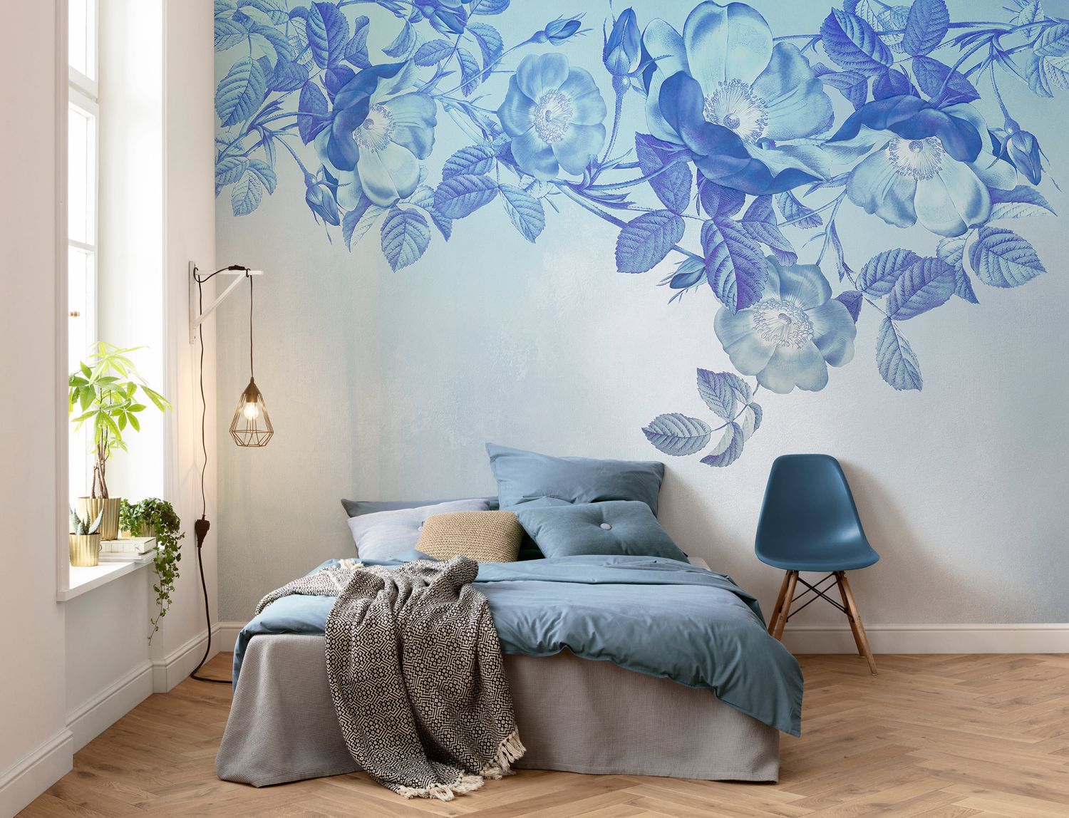 Komar fotobehang bloemen blauw - 350 x 250 cm - 610024
