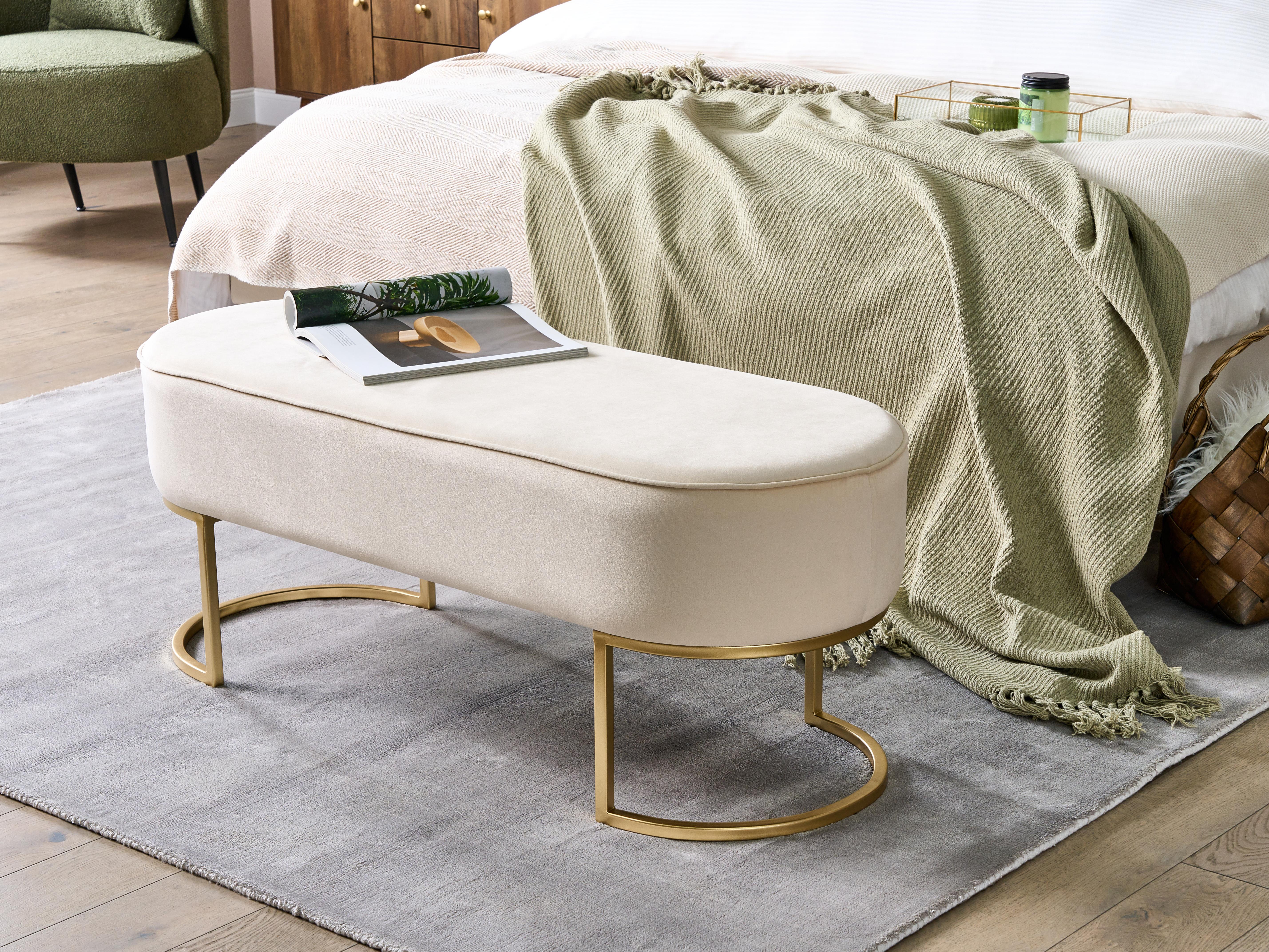 Upholstered Bench MILRY Velvet Light Beige