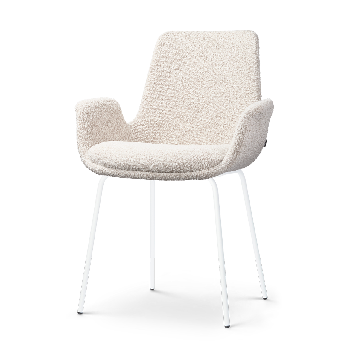 Nolon Nora-Eef Eetkamerstoel Bouclé Beige - met Armleuning - Wit
