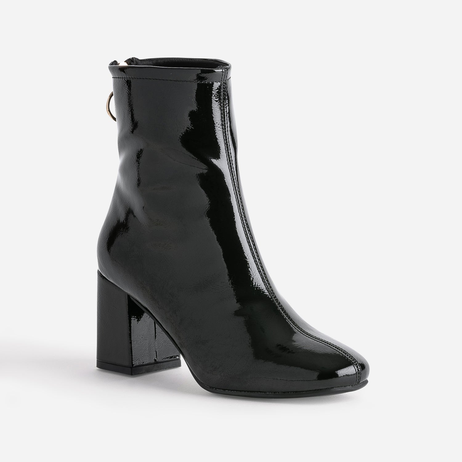 Boots noir verni à zip arrière