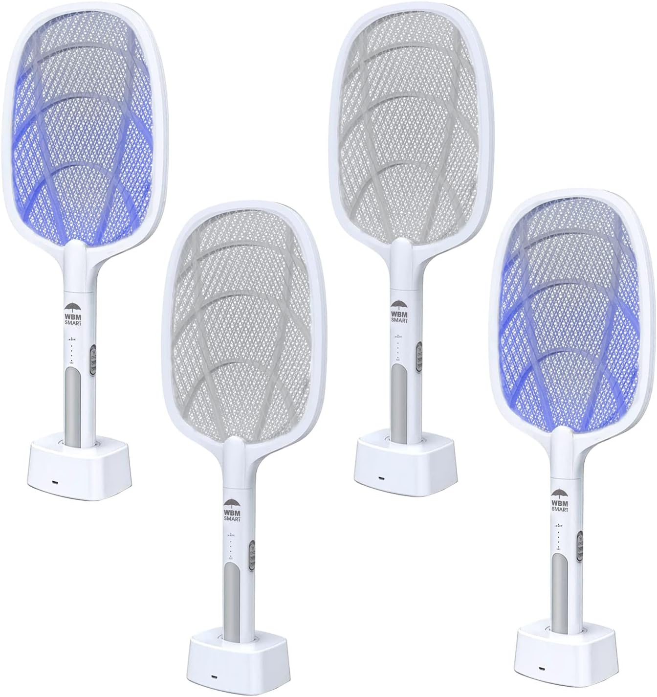 2 in 1 Electric Bug Zapper, Mosquitoes Trap Lamp  Racket, USB Rechargeable Electric Fly Swatter for Home and Outdoor Powerful Grid 3-Layer Safety Mesh Safe to Touch, Pack of 2((Pack of 4))