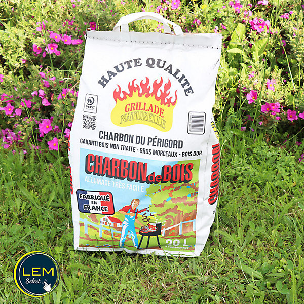 Charbon de bois Premium Haute qualité du Périgord Grillade / Barbecue - Sac de 20L - 2,8 kg