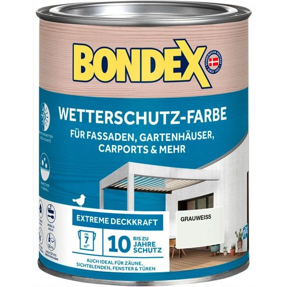 Wetterschutzfarbe, grauweiß, 0,75 Liter