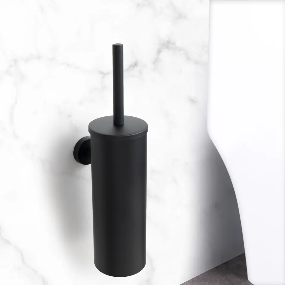 VDN Stainless Toiletborstel met houder - Zwart - RVS - Hangend