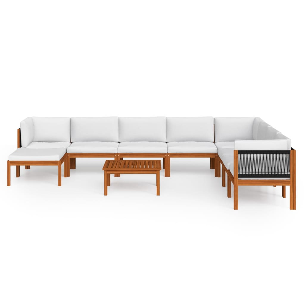 Zestaw wypoczynkowy do ogrodu Biały Drewno akacjowe 3x hjørne   4x sofa