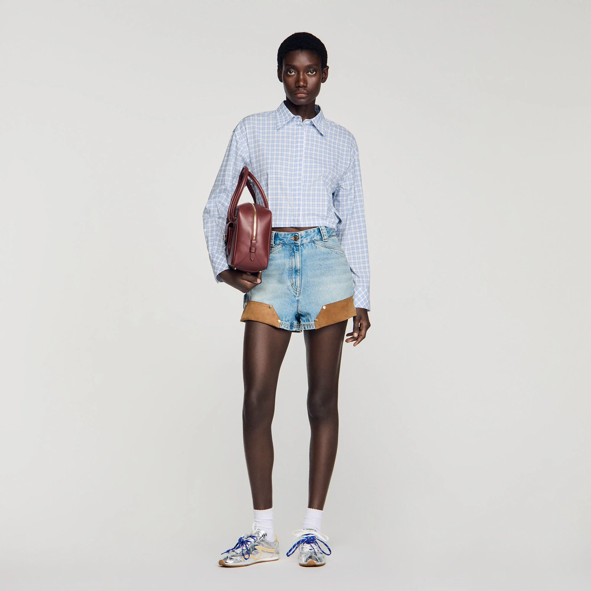 Chemise courte à carreaux