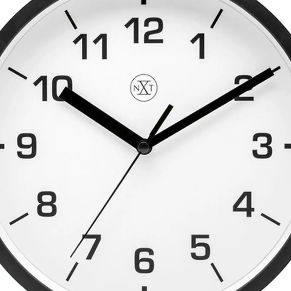 Wandklok - kunststof - zwart - 20 cm