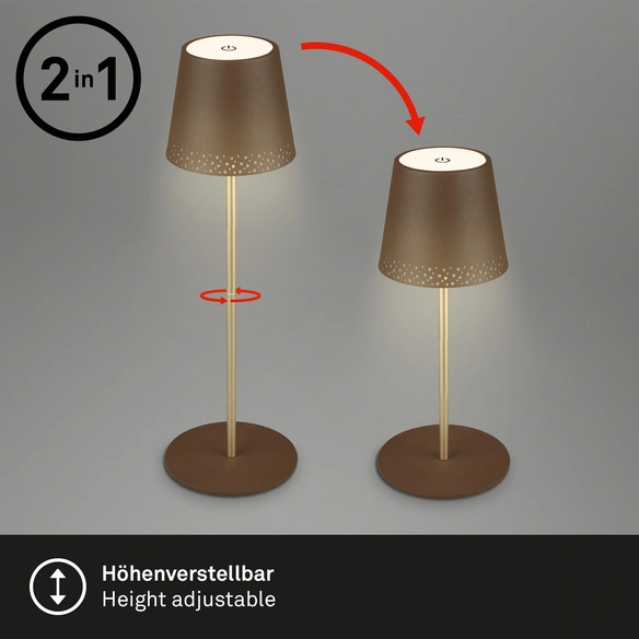 Tischleuchte, Höhe: 38cm, braun-gold