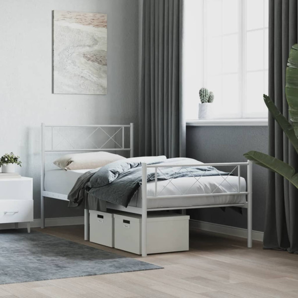 Łóżko Metalowe Rama Łóżka Ze Stelażem Do Pokoju Sypialni Biała 80x200 cm