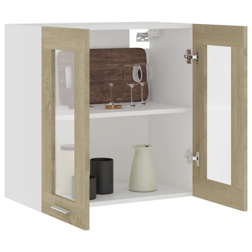 NNEVL Hanging Glass Cabinet Sonoma Oak 60x31x60 cm Chipboard