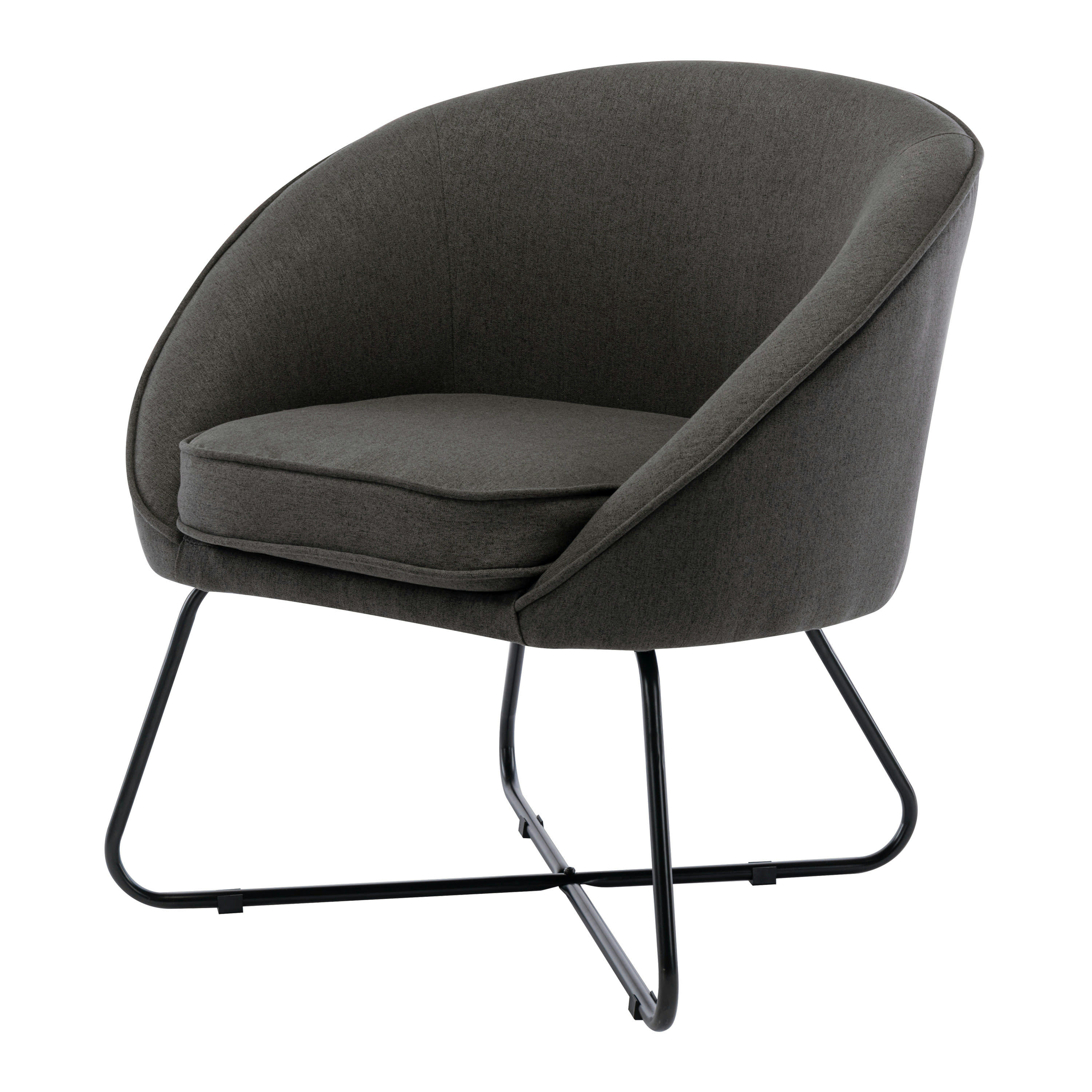 JONAS - Fauteuil design tissu gris anthracite pieds métal noir