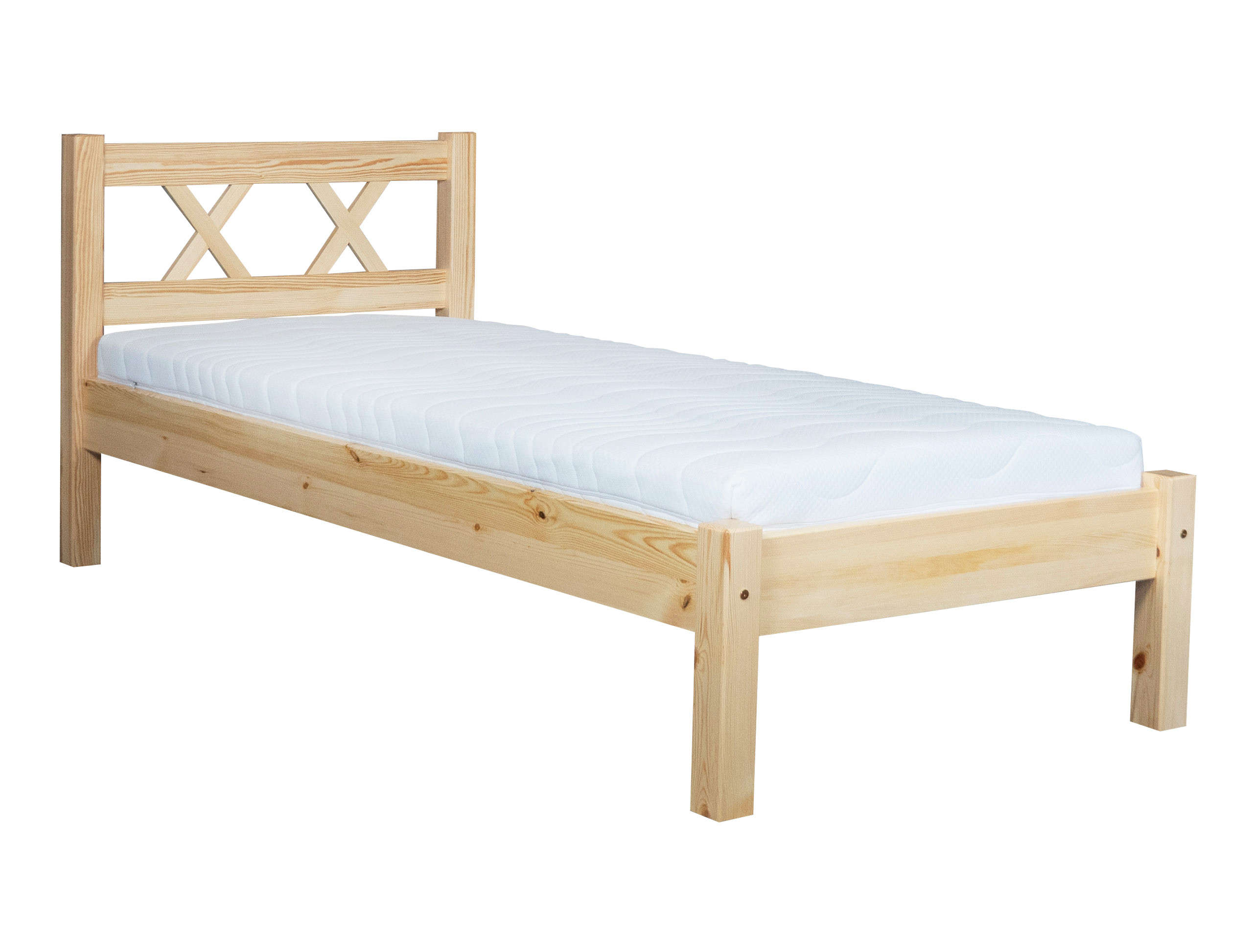 Łóżko 90x200 drewniane MODERN, kolor sosnowy   stelaż