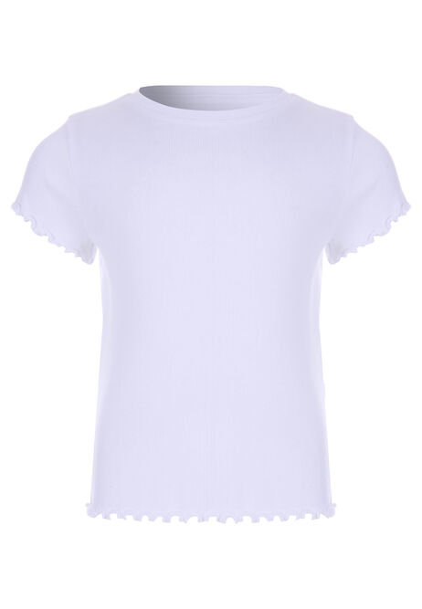 Younger Girls White Frill Trim Top