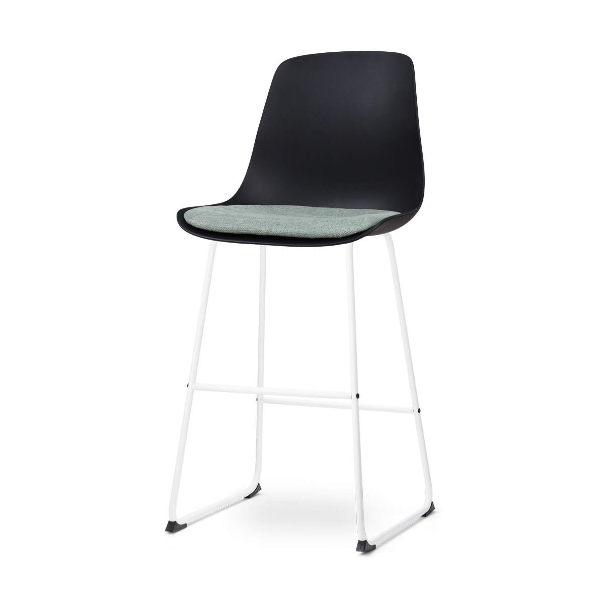 Nolon Nino-Liv Barkruk Zwart - Zacht Groen Kussen - Wit Frame - 75 cm