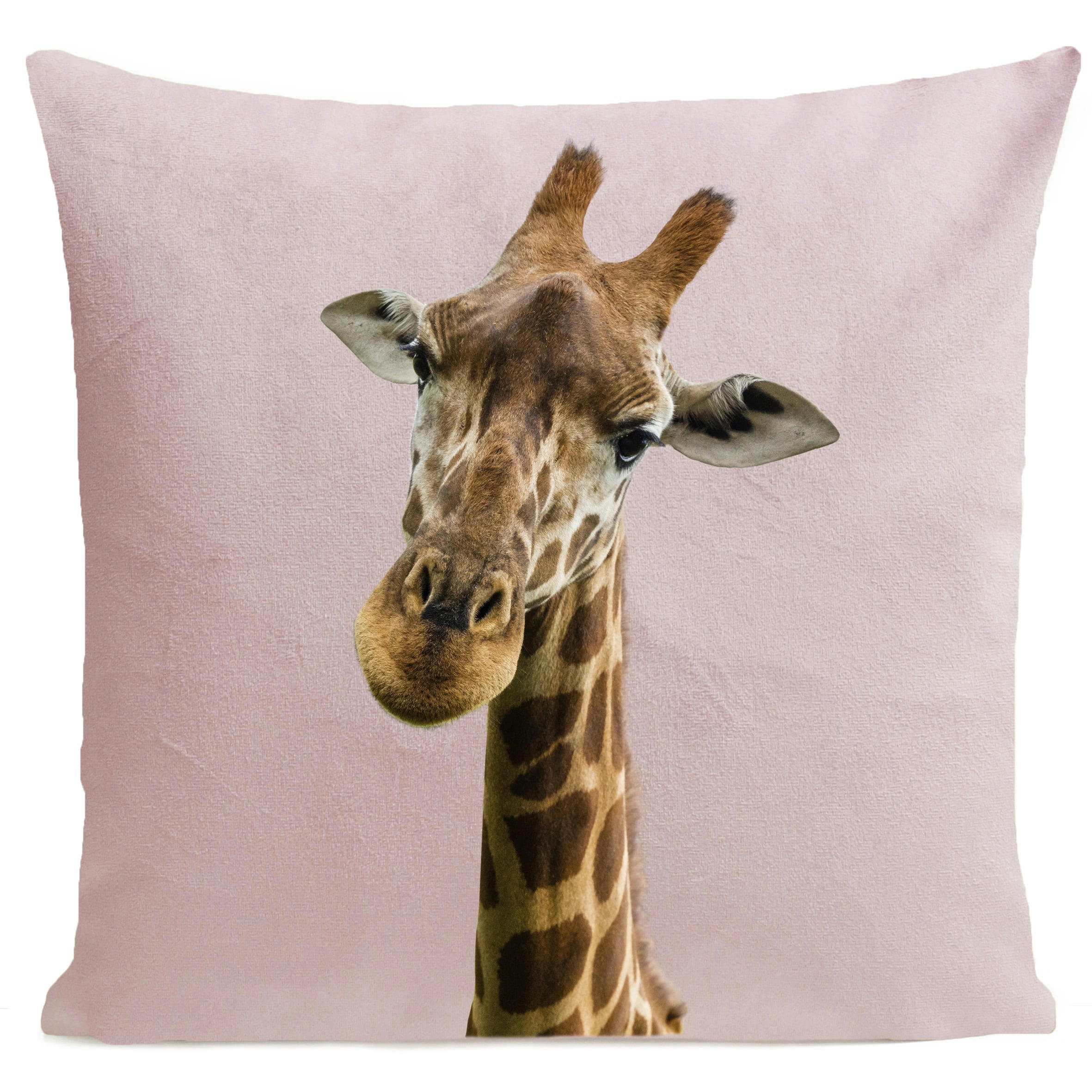 - Coussin enfant girafe suédine rose 40x40cm