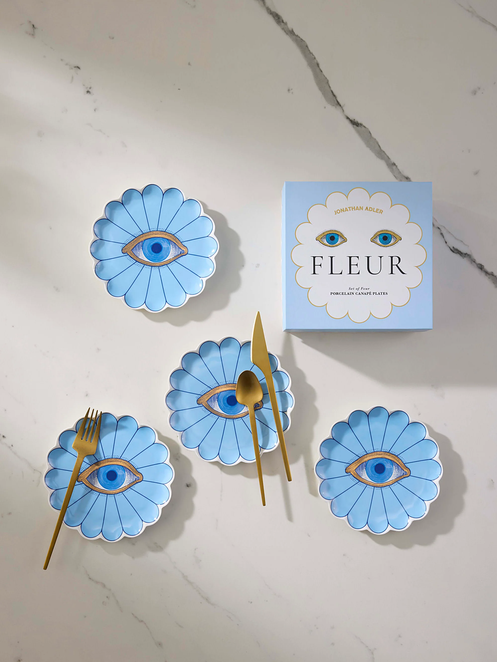 Porzellan-Dessertteller Fleur, 4er-Set