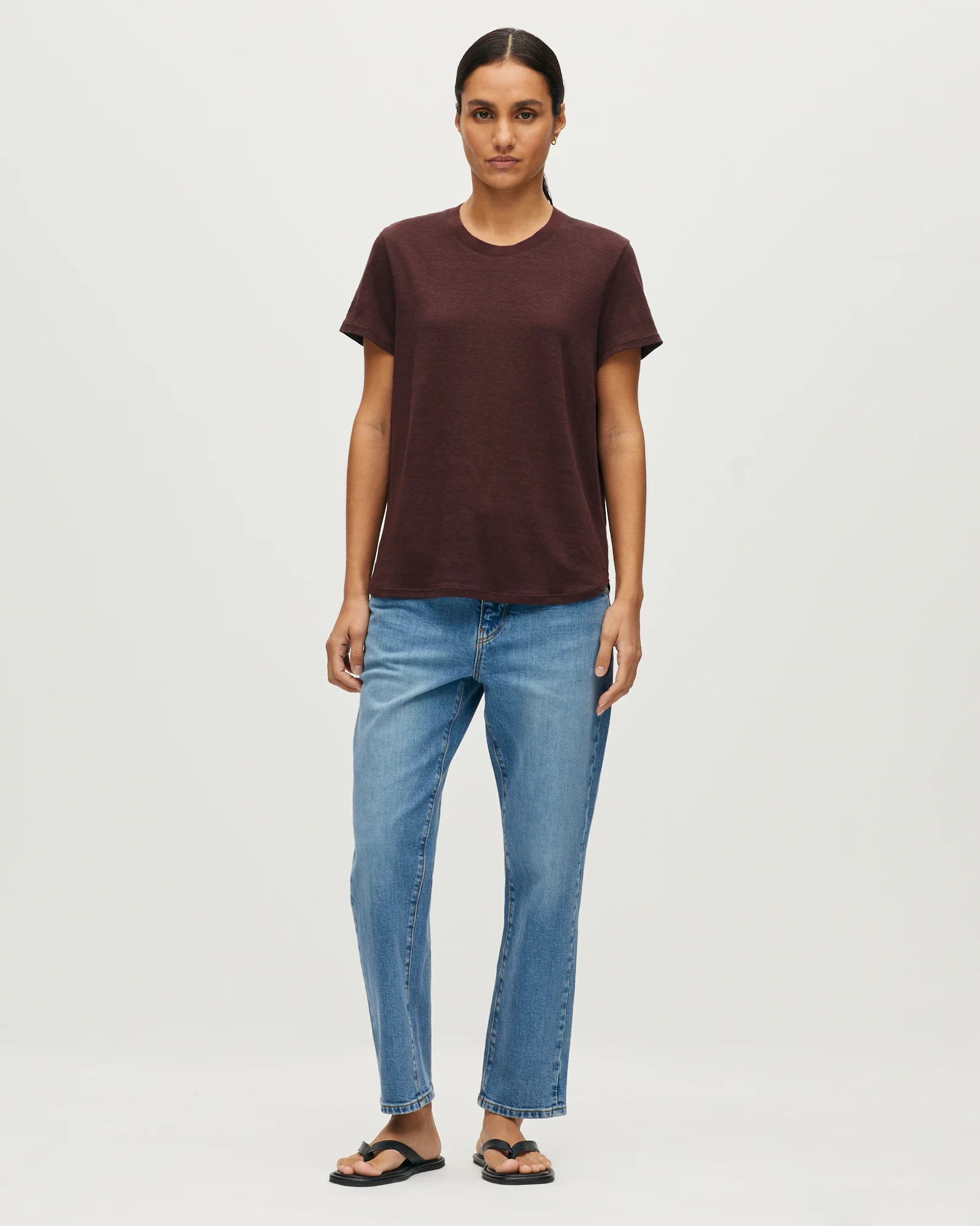 T-shirt col rond en lin AMANDINE