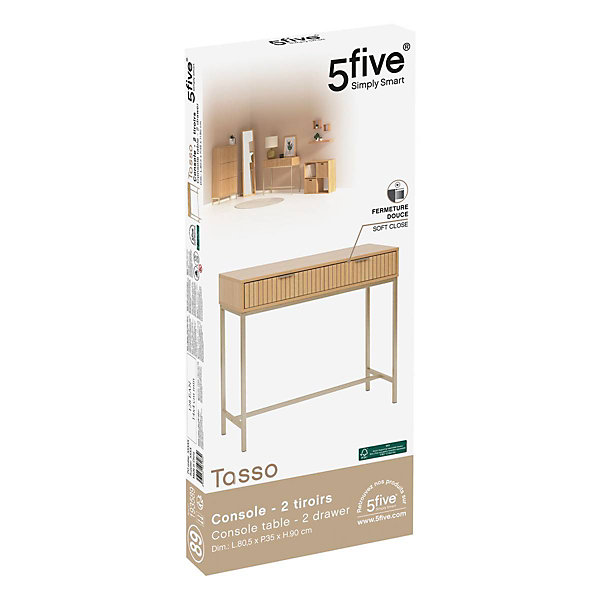 Console Tasso L80,5cm effet bois naturel - Beige- 5five