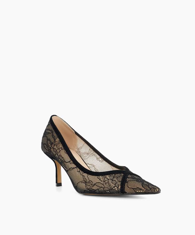 Ascend Black - Lace Pointed-Toe Courts