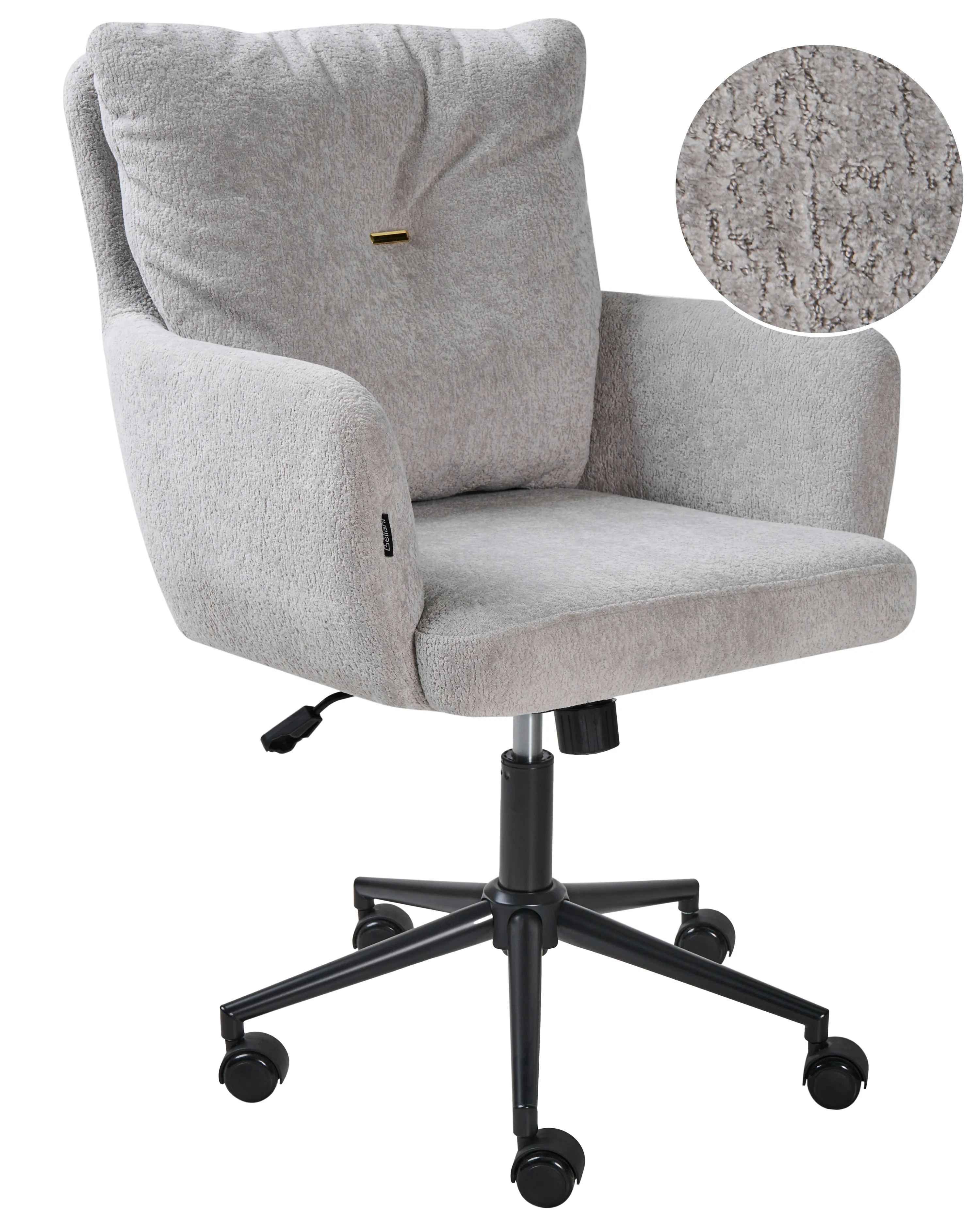 Desk Chair ALPINE Faux Fur Grey