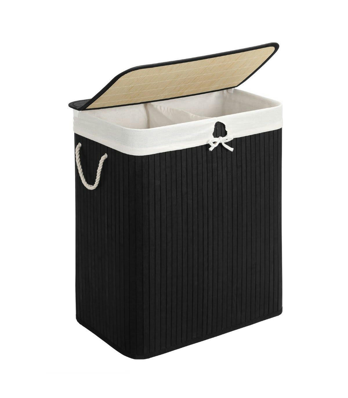 - Panier à linge 2 compartiment en bambou - L53,5 cm