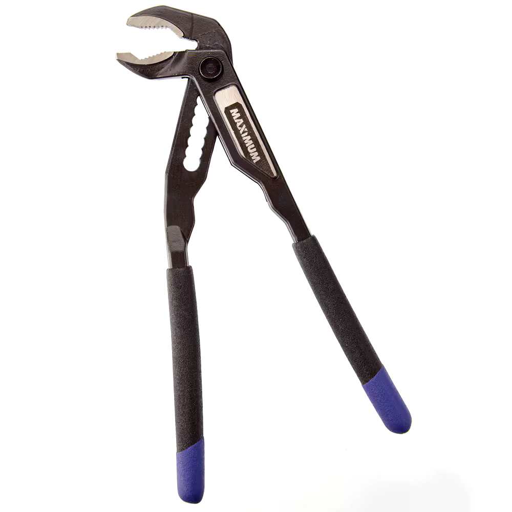 MAXIMUM Push Button V Jaw Tongue & Groove Pliers, 1-1/2-in Jaw Capacity, Rust Resistant, 8-in