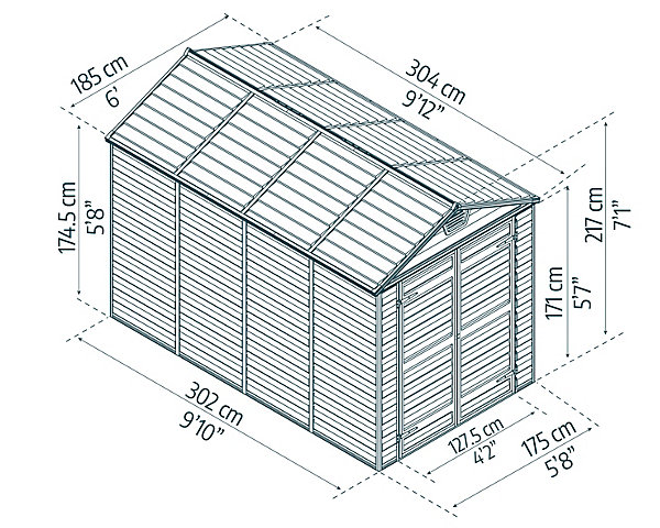 Abri de jardin Skylight polycarbonate gris foncé surface totale 5,28m²