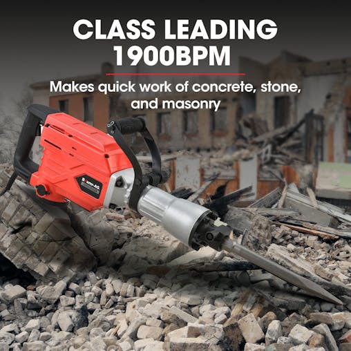NNEMB 2300W Pro-Grade Electric Demolition Jackhammer-with 2 Bonus Chisels-Carry Case