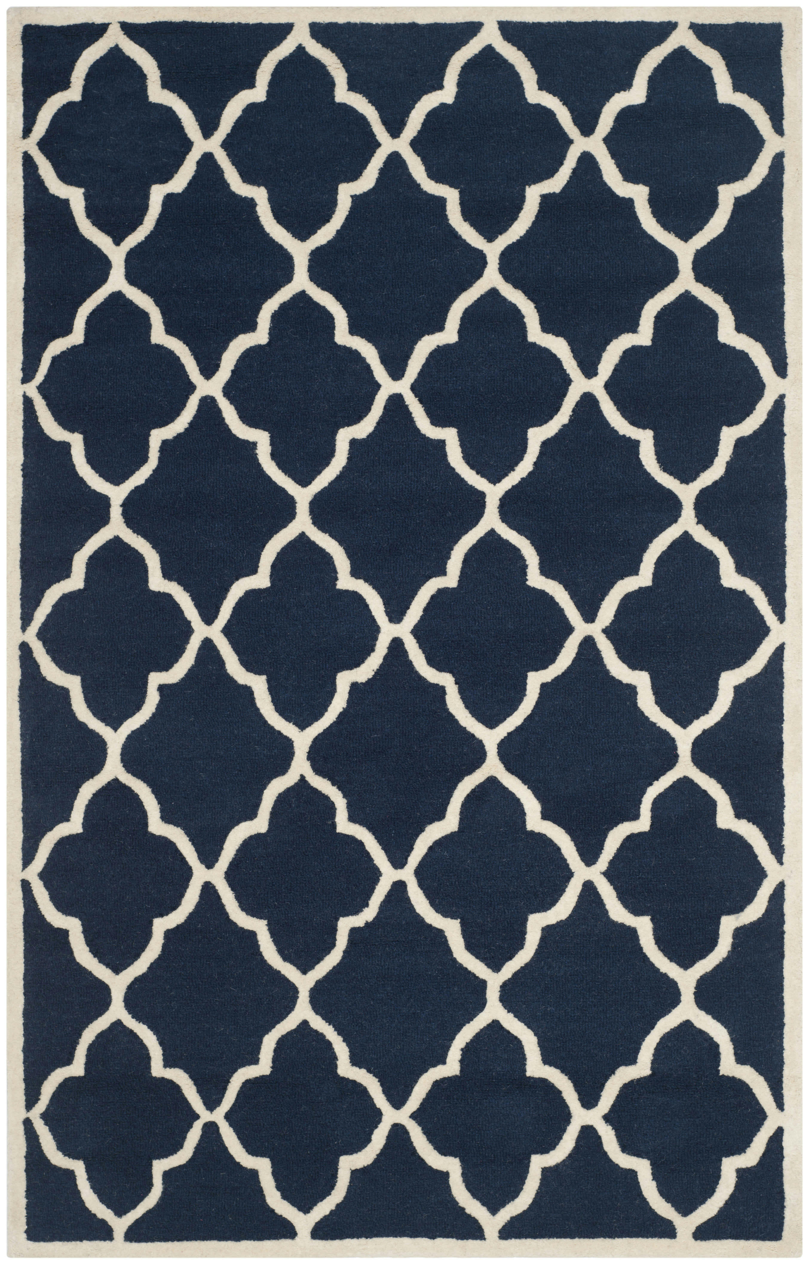 CAMBRIDGE - Tapis de salon interieur en bleu marine & ivoire, 122 x 183 cm