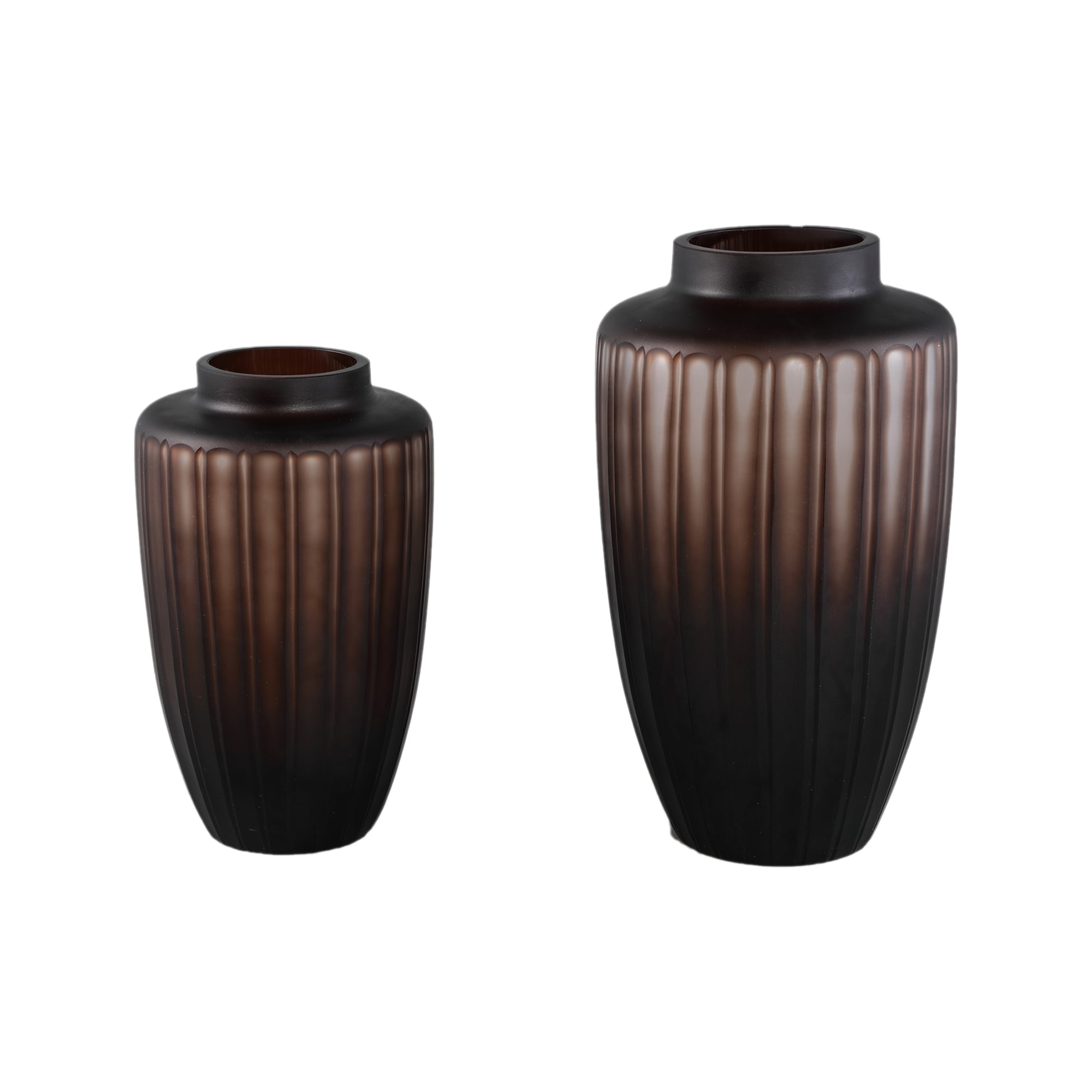 PTMD Linesa Brown Carved Glass Shaped Vase Matt S