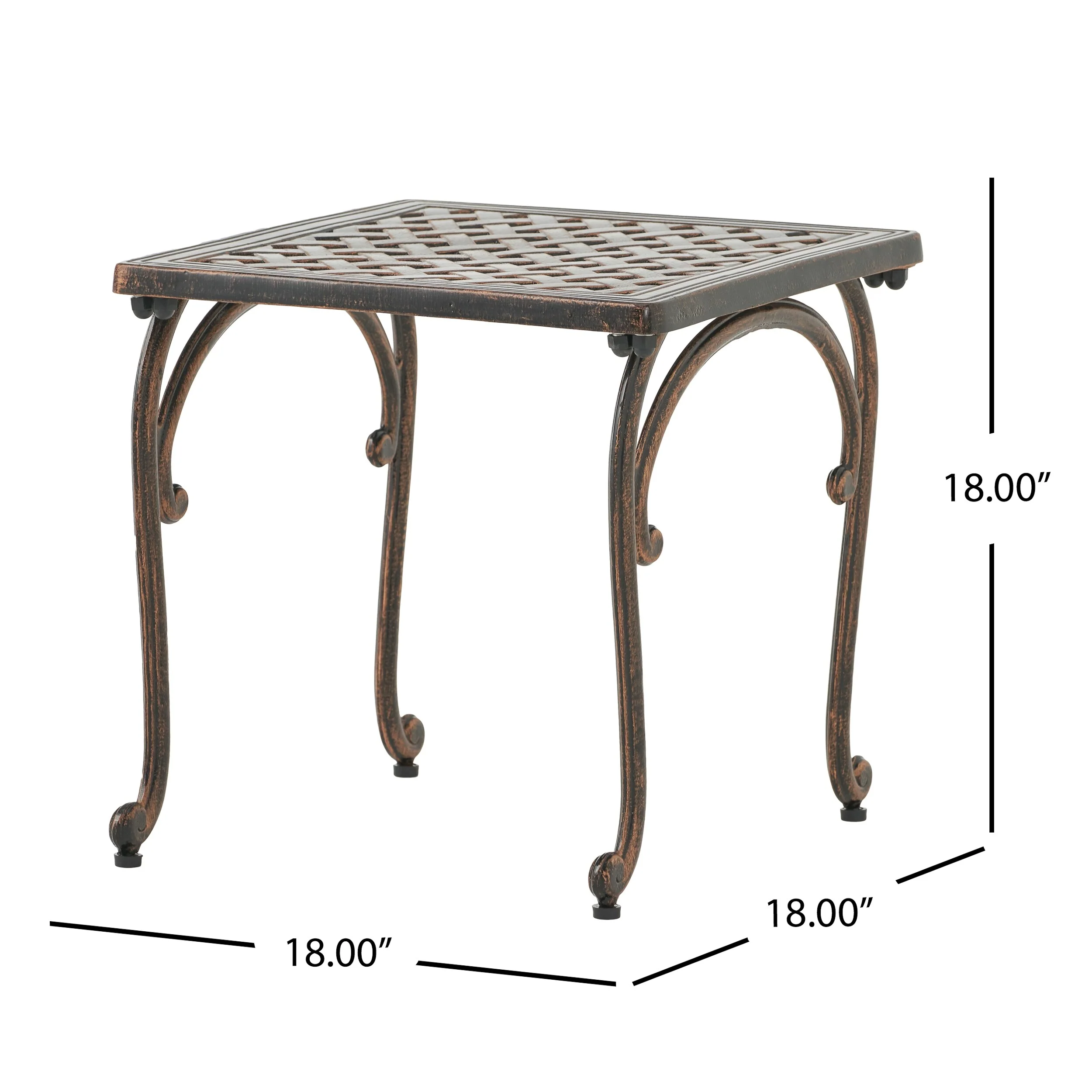 Outdoor Side Tables Set of 2, Patio Square End Tables Accent Table Sofa Side Tables with Woven Latticework Tabletop