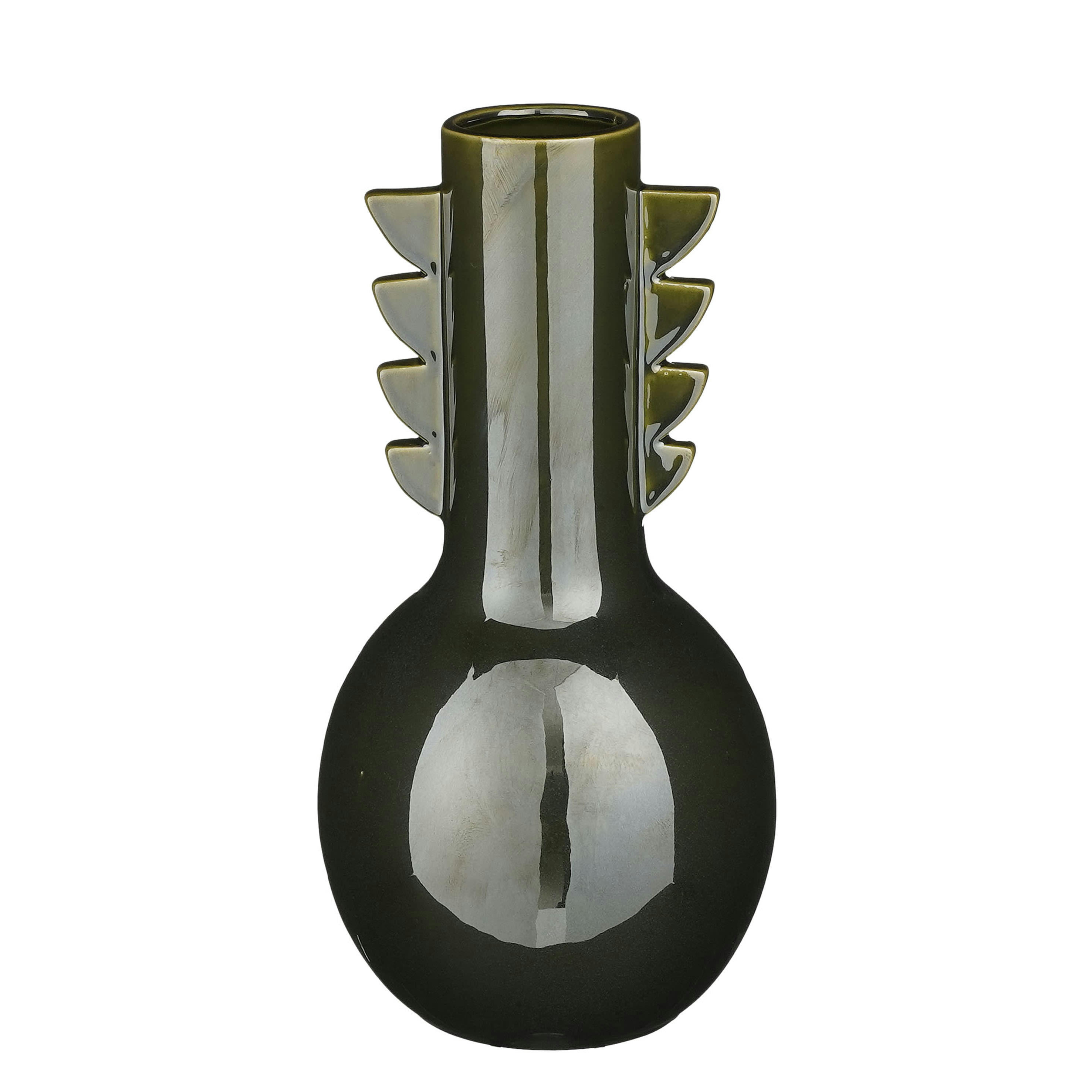 LANA - Vase en céramique vert foncé H35