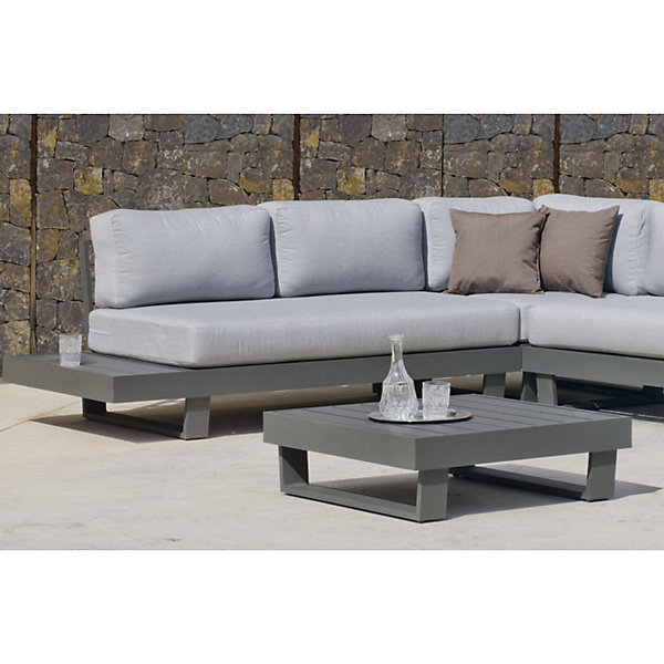 Ensemble Salon Sofa De Jardin ANASTACIA 2 2 en ALUMINIUM ANTHRACITE Coussins couleur GRIS CLAIR