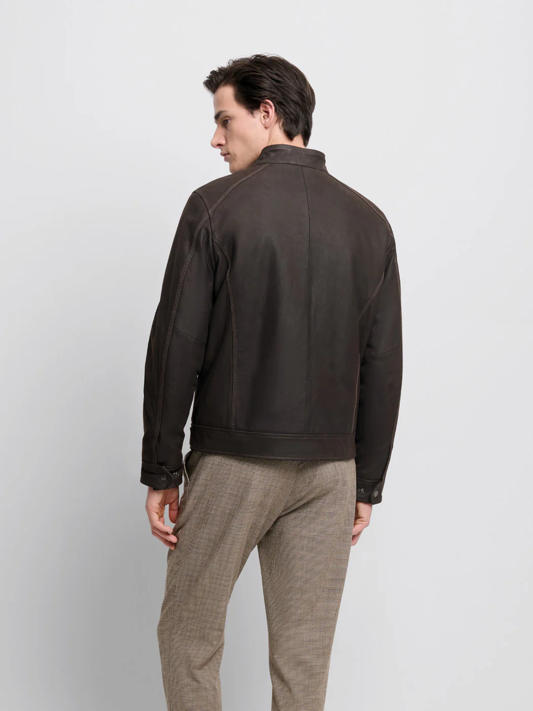Blouson en cuir col montant