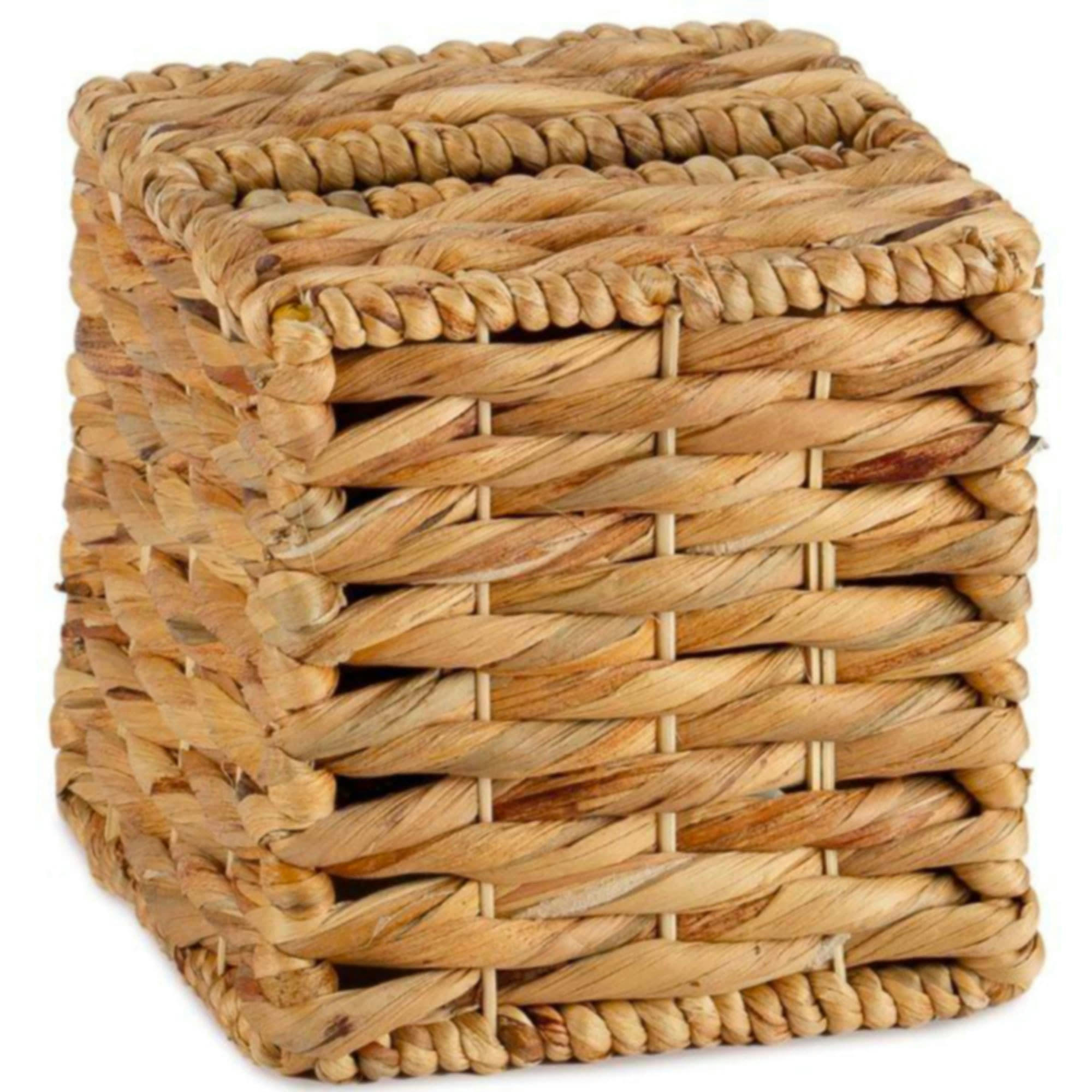 - Boîte à mouchoirs carrée jacinthe d'eau tressée - 16x16x14.5cm