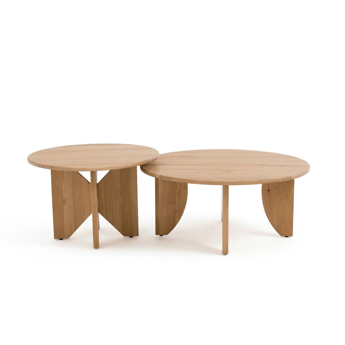 Lot de 2 tables basses gigognes chêne, Minimal