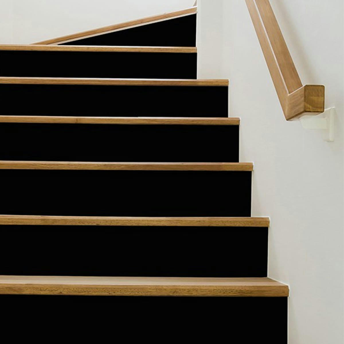 TOTAL BLACK - Lot de 5 Contremarches H 15xL100cm Noir Classique